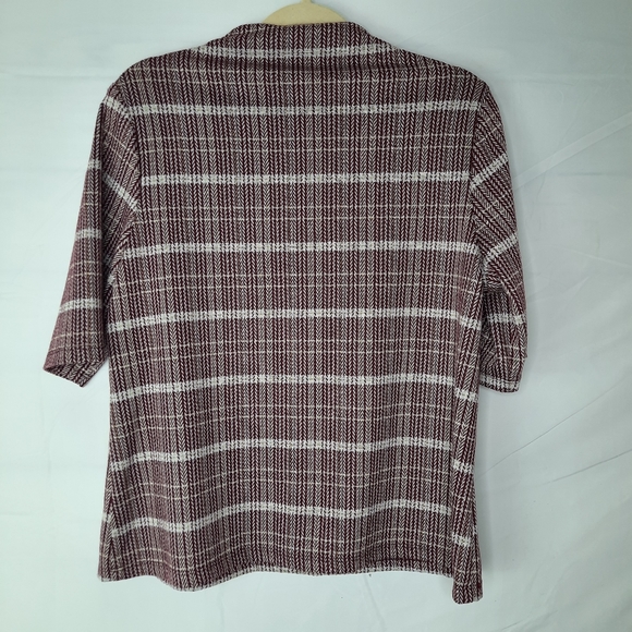 Anthropology Franco Large Burgundy & Creme Top - Picture 2 of 8